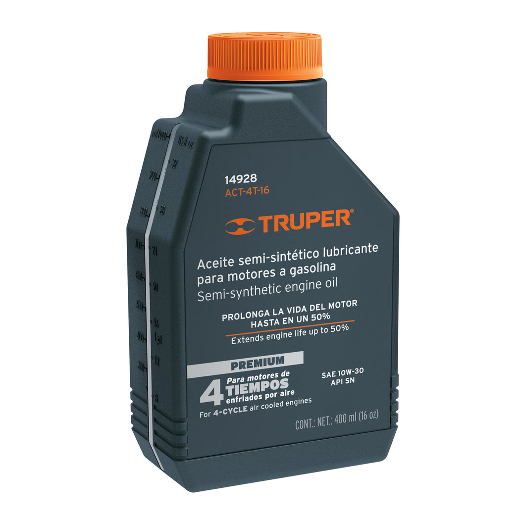 Aceite semi-sintético, 4 tiempos, 400 ml (14 oz), Truper