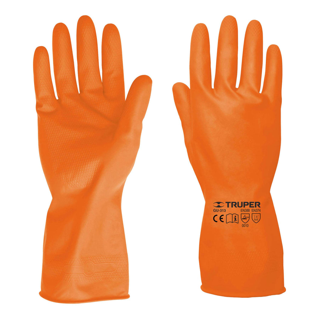 Guantes de látex para limpieza, color naranja