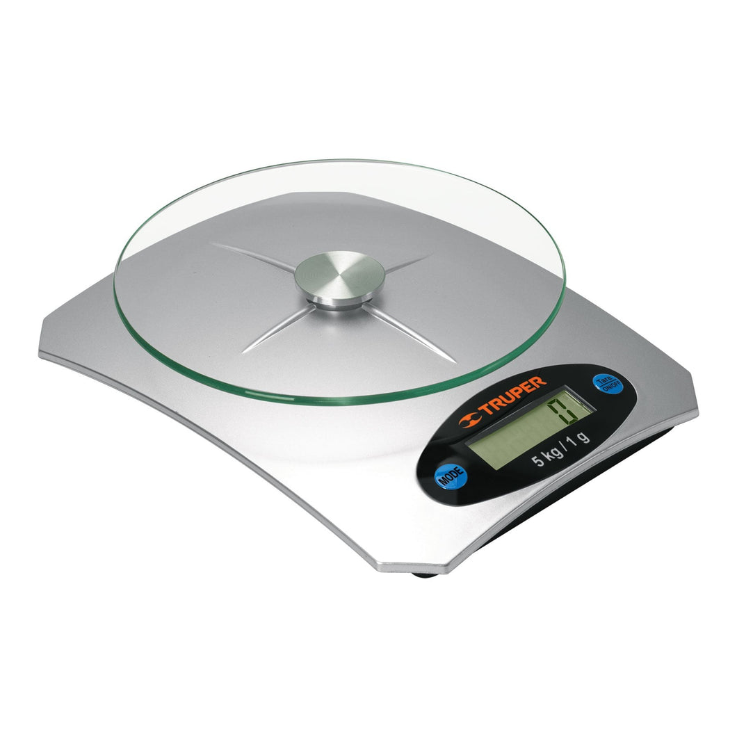 Báscula digital para cocina, 5 kg, plato de vidrio